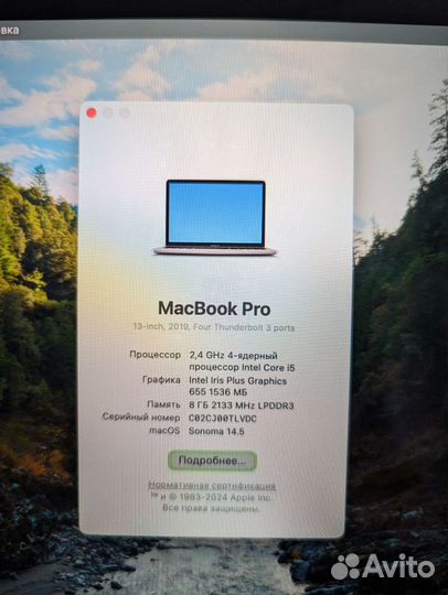 Apple MacBook pro 2019 (a1989) 8/256gb