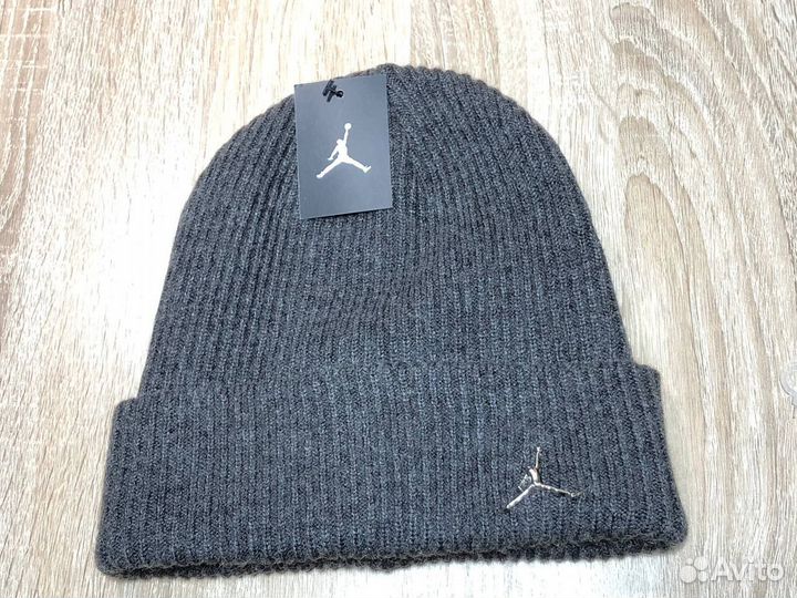 Шапка мужская зимняя Air Jordan. Тёмно-серая