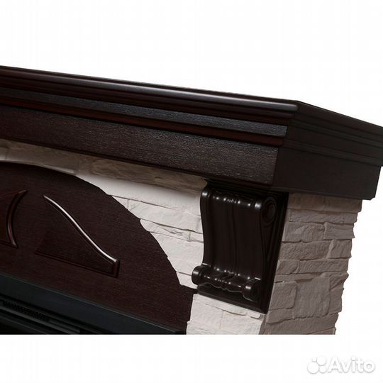 Портал Firelight Torre 30S камень белый, шпон темн