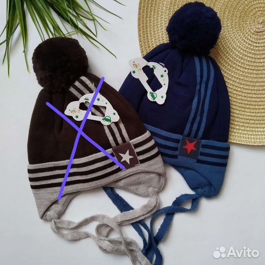 Шапка вязаная с хб подкладом