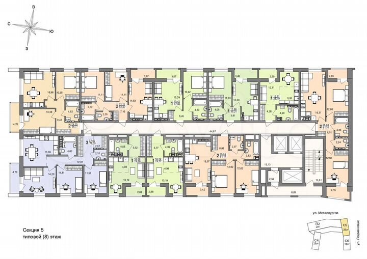 2-к. квартира, 56,4 м², 18/26 эт.