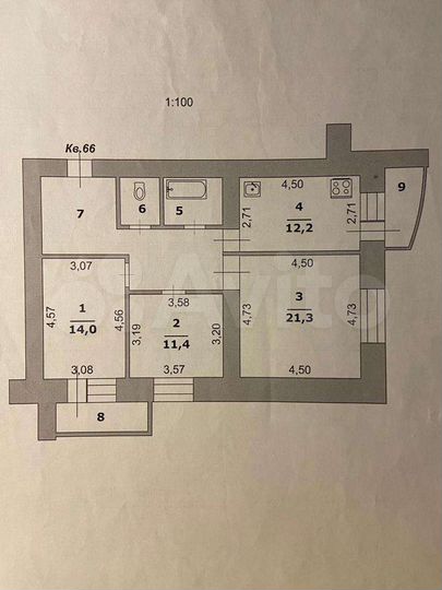 3-к. квартира, 82,2 м², 11/17 эт.