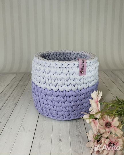 Вязаные корзинки ручной работы