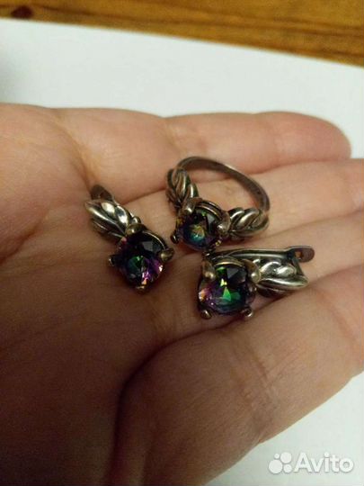 Кольцо и серьги винтаж