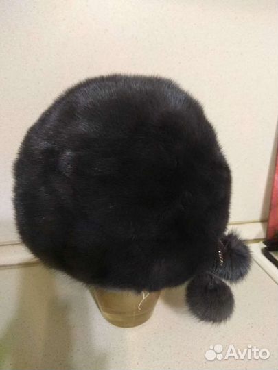 Шапка норковая вязаная женская
