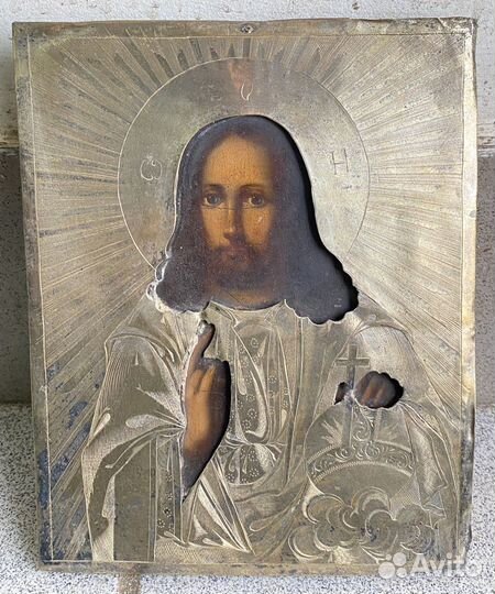 Икона Господь Вседержитель Штихельный Оклад