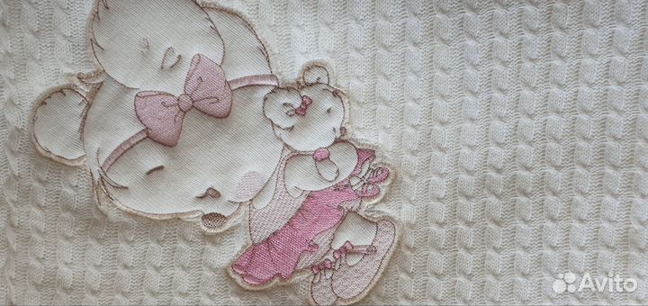 Плед-конверт детский вязаный утепленный