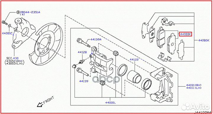 Колодки тормозные D40601MB0A nissan