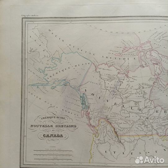 Антикварная карта Канады Аляски США 1849