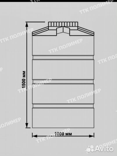 Пластиковая ёмкость вертикальная 1000л / 1м3