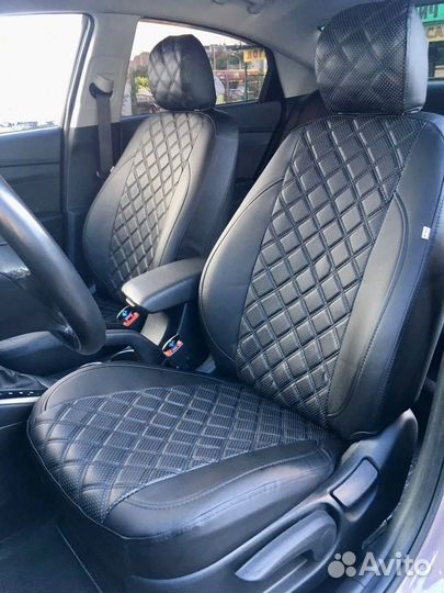 Авточехлы из экокожи 3D Ромб - Skoda Octavia A7