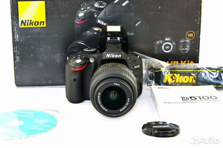 Nikon D5100 16.2MP Kit Nikon AF-S VR 18-55 как нов