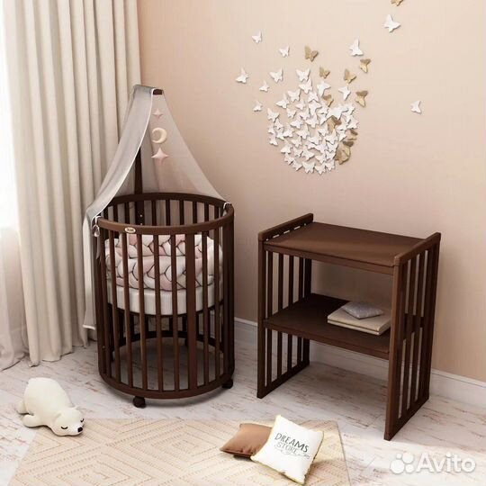 Детская кровать трансформер круглая