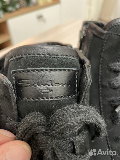 Зимние ботинки santoni замшевые. Оригинал