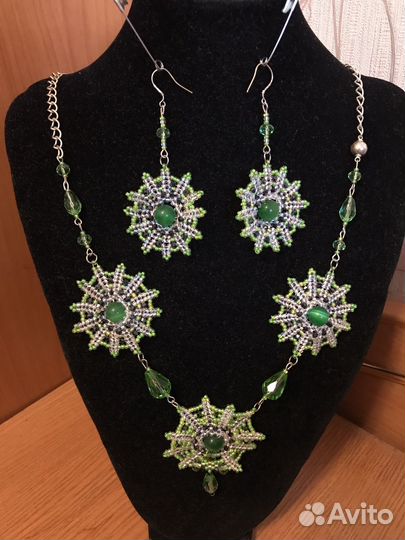 Ожерелье колье, серьги ручной работы