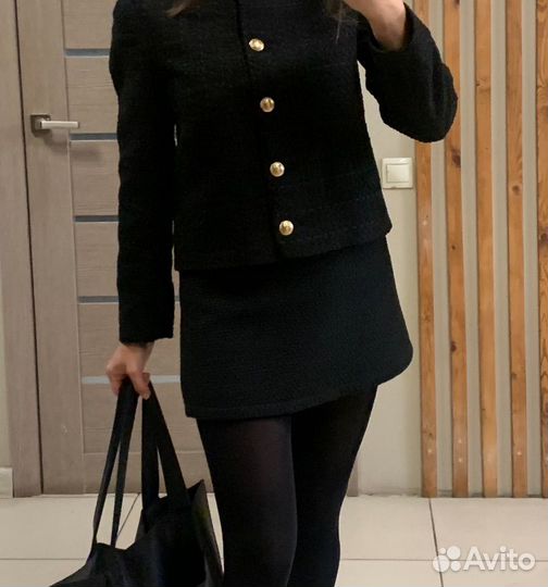 Юбка твидовая черная