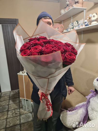 Большой букет роз метровые розы 101 роза