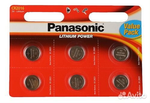 Батарея Panasonic CR2016 6 шт