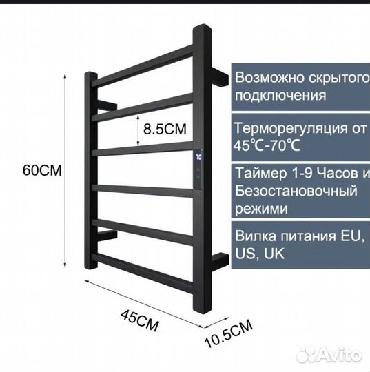 Полотенцесушитель электрический чёрный новый