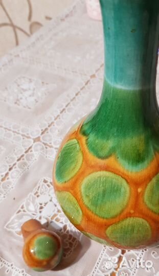 Графин для вина, наливки. Обливная керамика, СССР