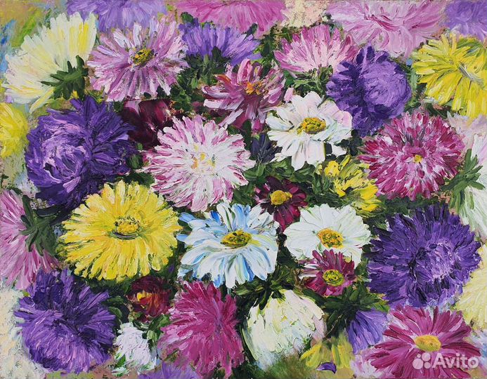 Картина маслом. Астры
