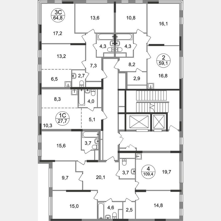 1-к. квартира, 27,7 м², 17/17 эт.
