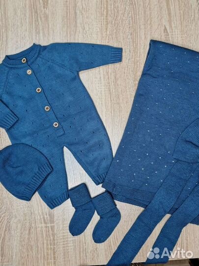 Вязаный комплект на выписку, весна /осень