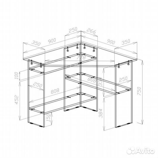 Угловой письменный стол с полками