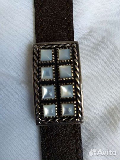 Браслет кожа, перламутр