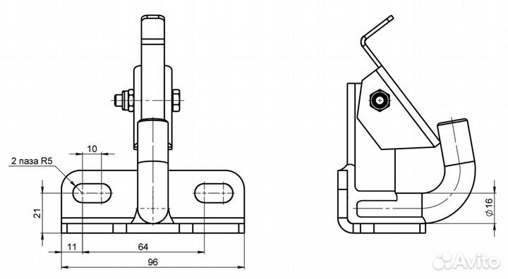 Фаркоп прицепной крюк для снегохода универсальный