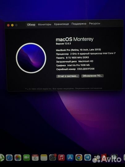 Macbook pro 15 retina late 2013 i7 Monterey