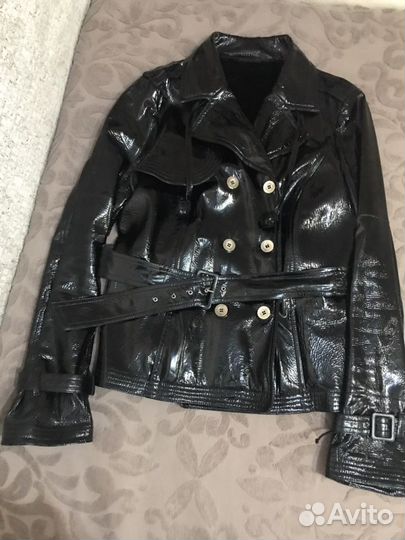 Куртка двубортная утеплённая, виниловая, натуральн