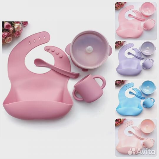 Новая детская силиконовая посуда на присоске