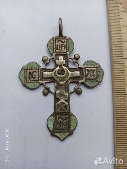 Крест большой серебряный 18 в эмали