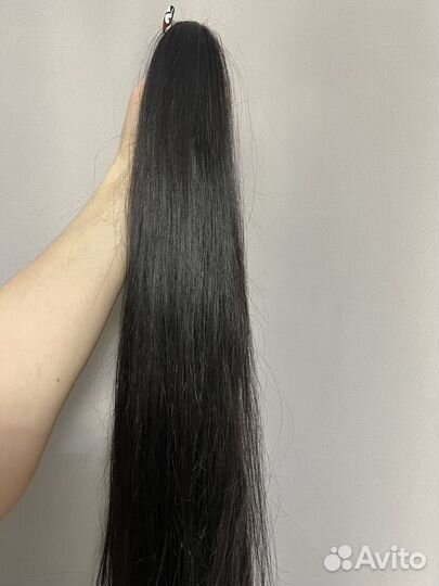 Волосы для наращивания 60 см бу черные шатен