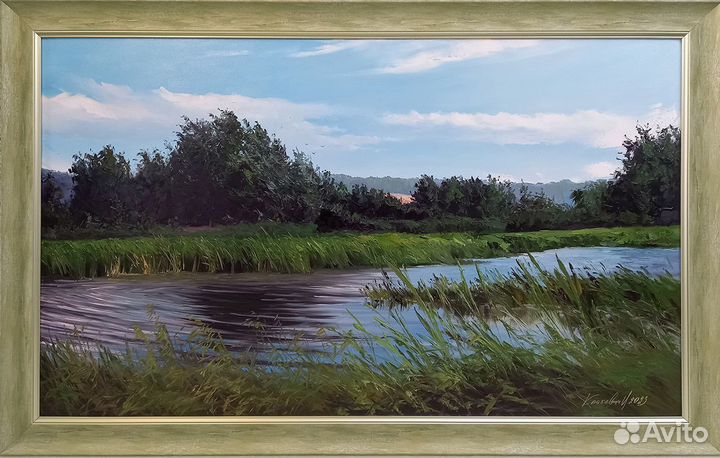 Картина маслом на холсте пейзаж Летним днём