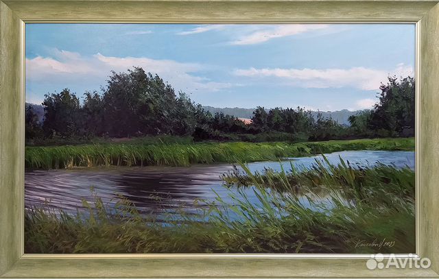 Картина маслом на холсте пейзаж Летним днём