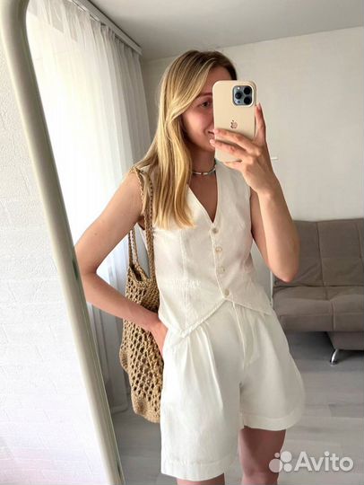 Костюм шорты жилет в стиле Zara Lime летний