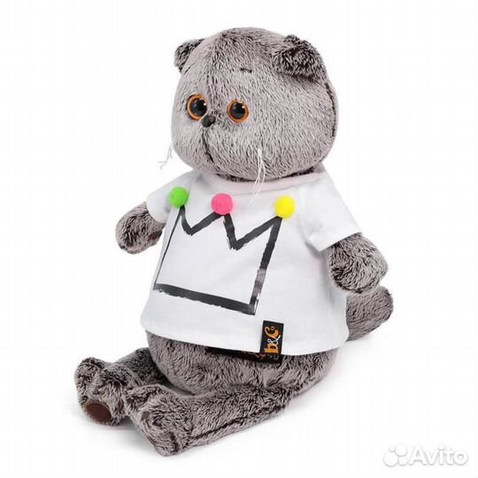 Мягкая игрушка «Басик», в футболке с короной, 25 с