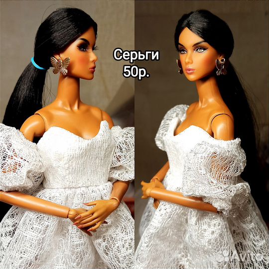 Серьги для кукол барби интегрити поппи 1/6