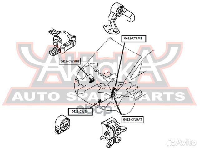 Подушка двигателя CVT/мт лев 0412cylhat asva