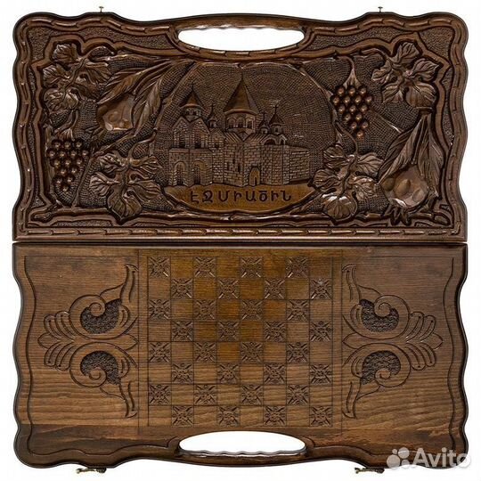 Нарды и шашки резные Великий Эчмиадзин 61 х 64 см бук Армения 62678