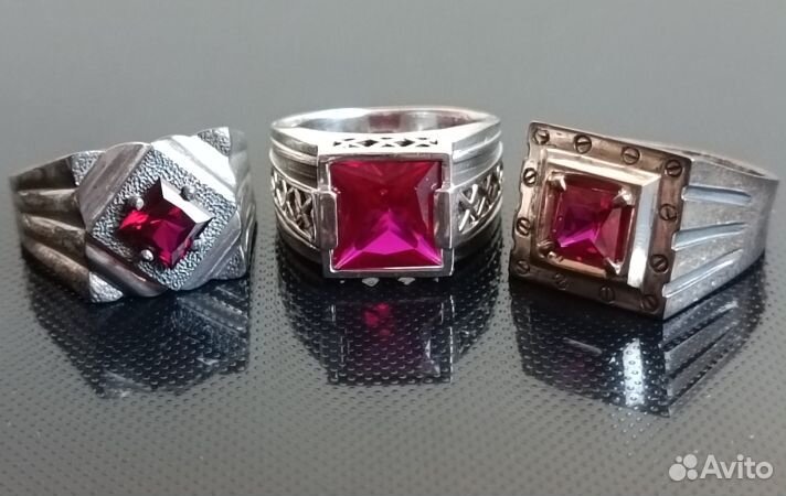 Серебряные перстни с рубинами