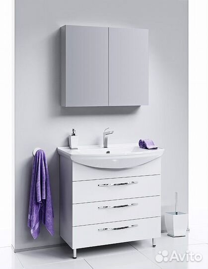 Тумба с раковиной Aqwella Allegro 85 с 3 ящиками