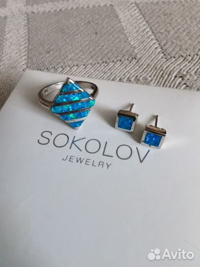 Серьги и кольцо серебро