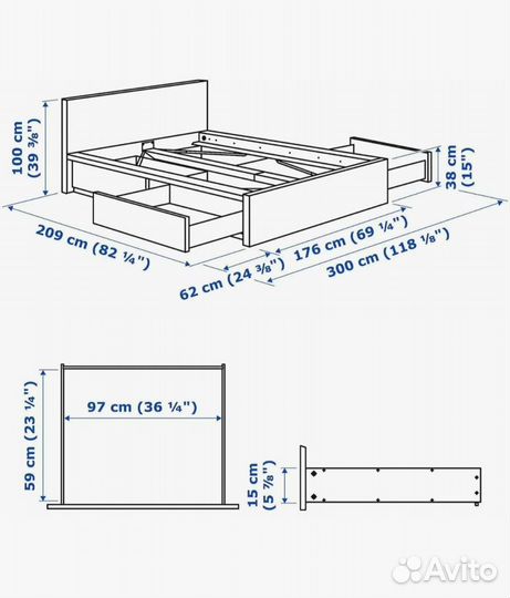 Кровать IKEA malm 160 200 с 2 ящиками