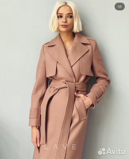 Женское пальто цвета пыльной розы