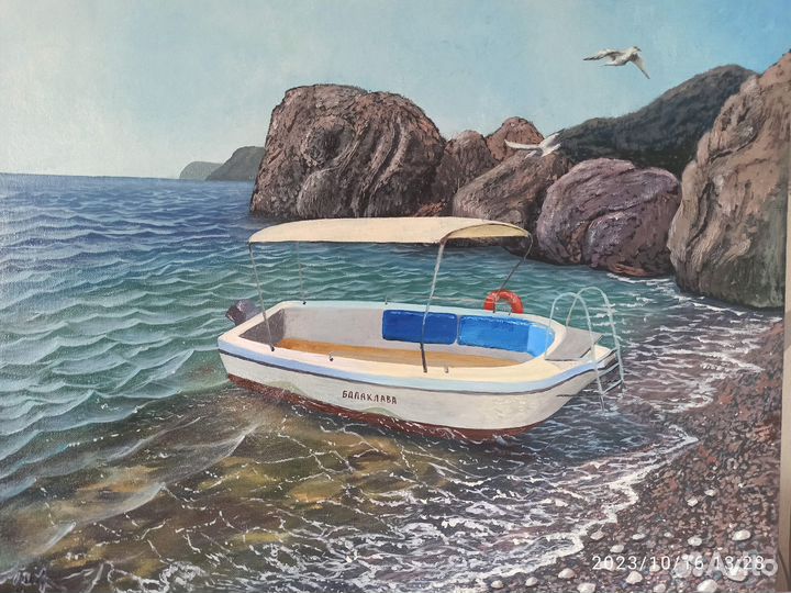 Картина маслом на холсте лодка море