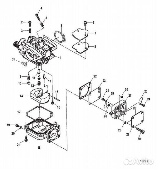Карбюратор Yamaha (Ямаха) и аналоги 20-25 л.с 4т