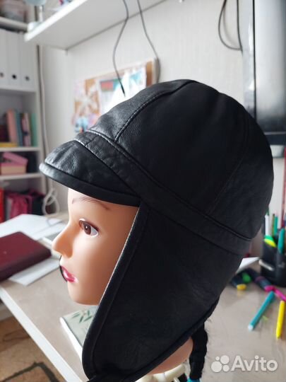 Зимняя шапка натуральная кожа и мех